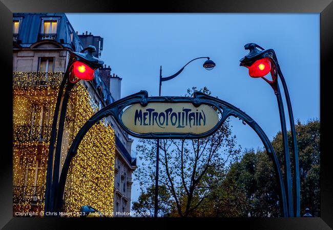 Art Deco entrance sign for the Paris Metro Framed Print by Chris Mann
