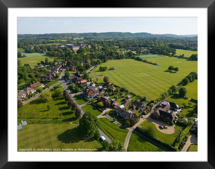 Aerial view of Cranleigh Surrey UK looking east Framed Mounted Print by Chris Mann