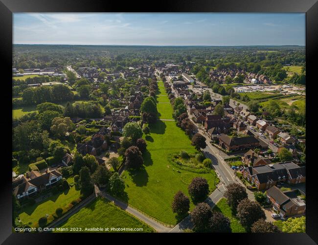Aerial view of Cranleigh Surrey UK looking south Framed Print by Chris Mann