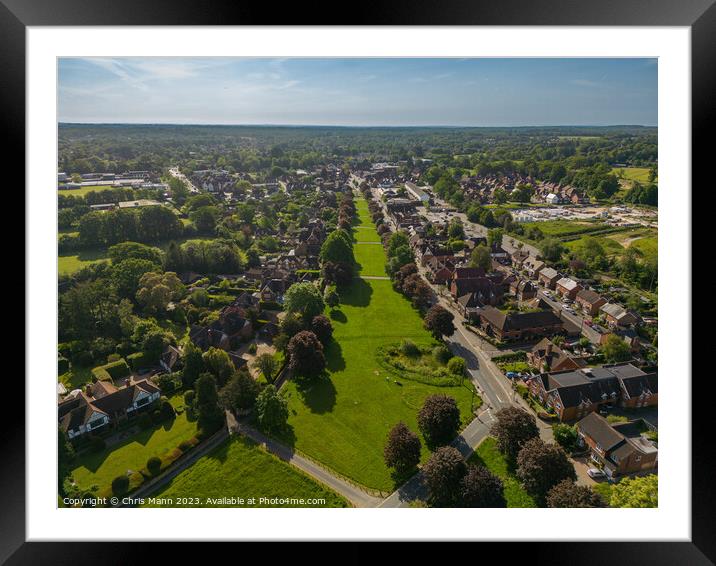 Aerial view of Cranleigh Surrey UK looking south Framed Mounted Print by Chris Mann