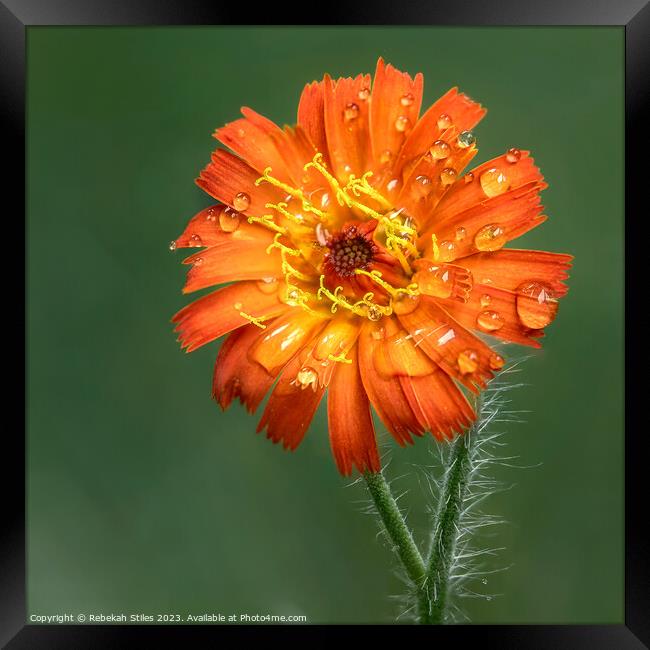 Orange Dandelion  Framed Print by Rebekah Stiles