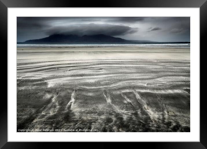 Laig  Bay Isle of Eigg - Spectacular Views of Rhum Framed Mounted Print by Peter Paterson