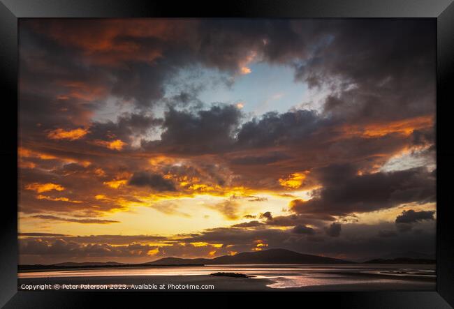 Amazing Sunset over Taransay Framed Print by Peter Paterson