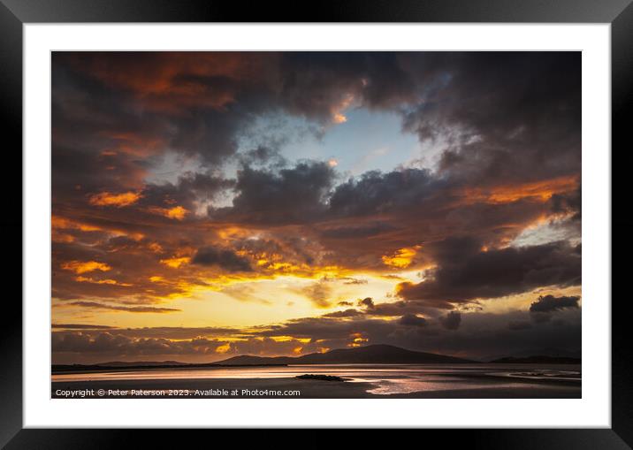 Amazing Sunset over Taransay Framed Mounted Print by Peter Paterson