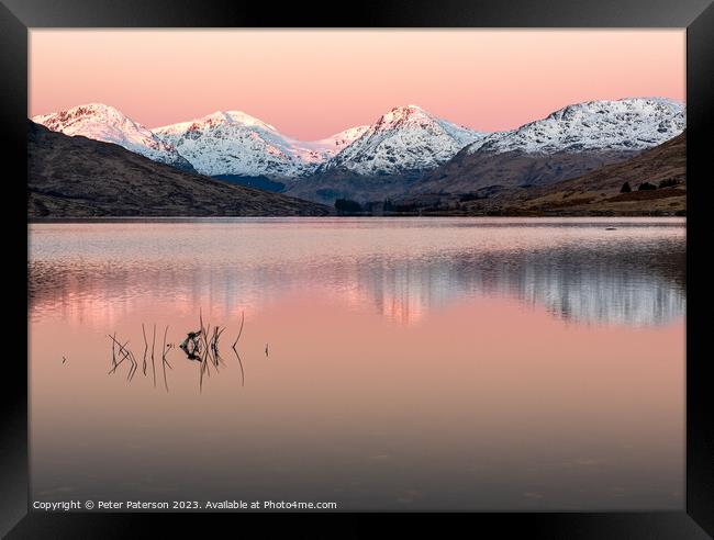 Sunrise on Loch Arklet Framed Print by Peter Paterson