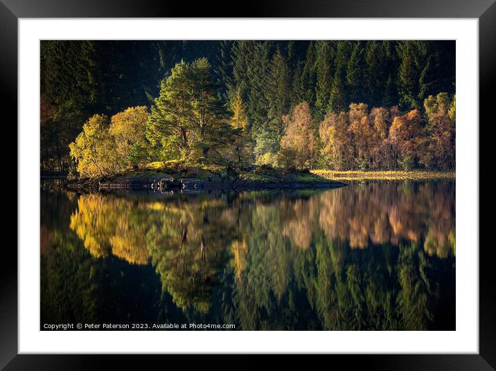 Autumn colour on Loch Chon  Framed Mounted Print by Peter Paterson