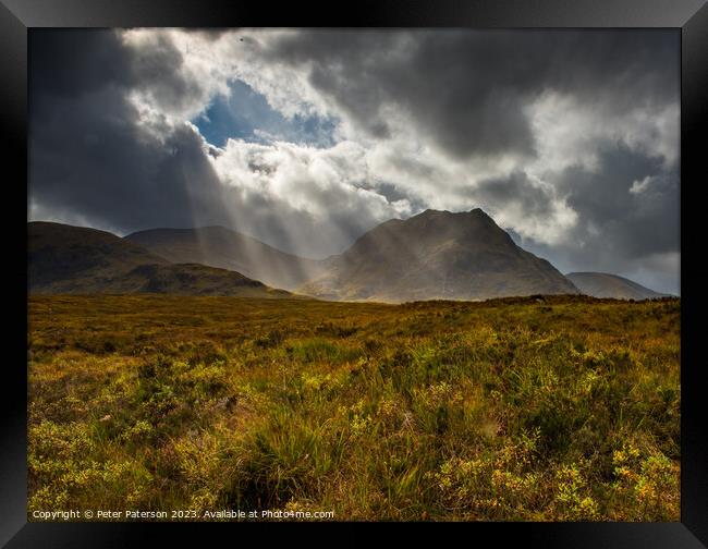 Sunburst over Rannoch Moor Framed Print by Peter Paterson