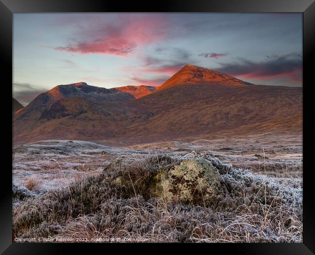 Sunrise over Black Mount Framed Print by Peter Paterson