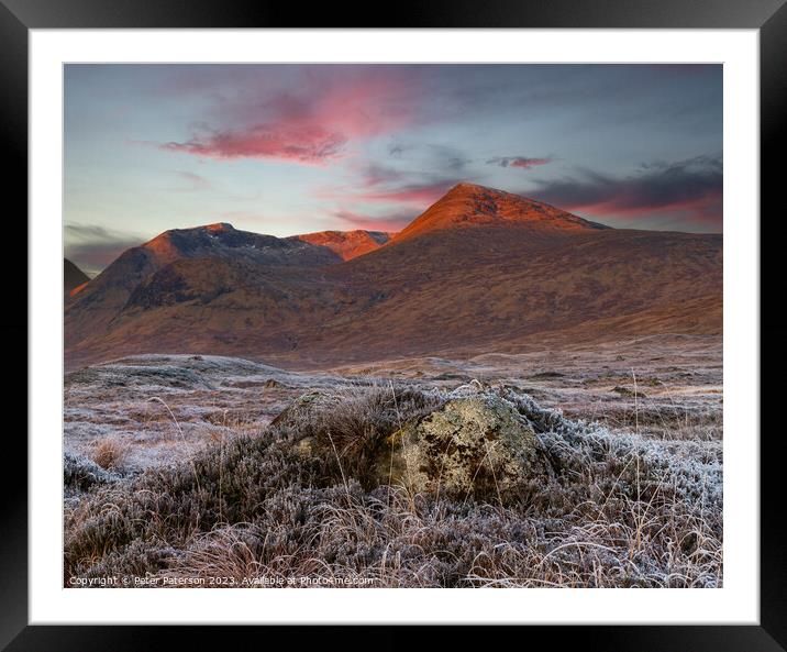 Sunrise over Black Mount Framed Mounted Print by Peter Paterson