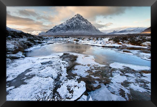 Buachaille Etive Mor  in Winter Framed Print by Peter Paterson