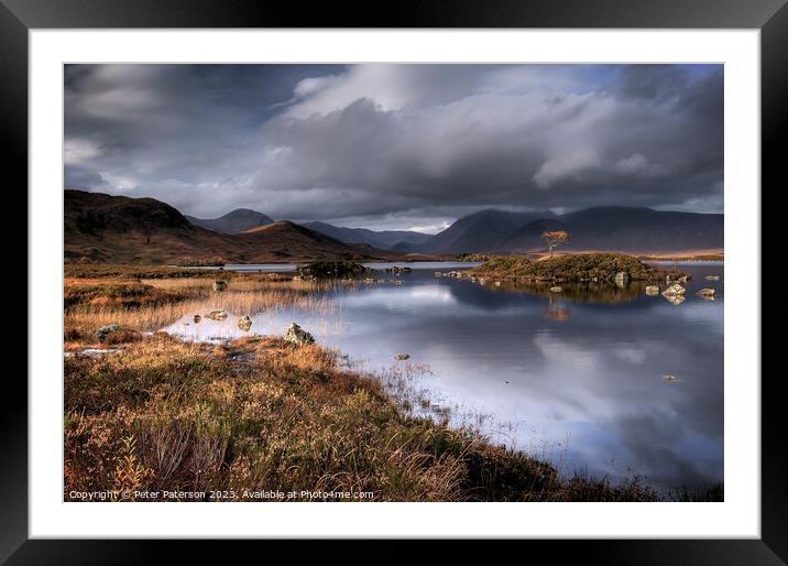 Lochan Nah Achlaise in ASutumn Framed Mounted Print by Peter Paterson