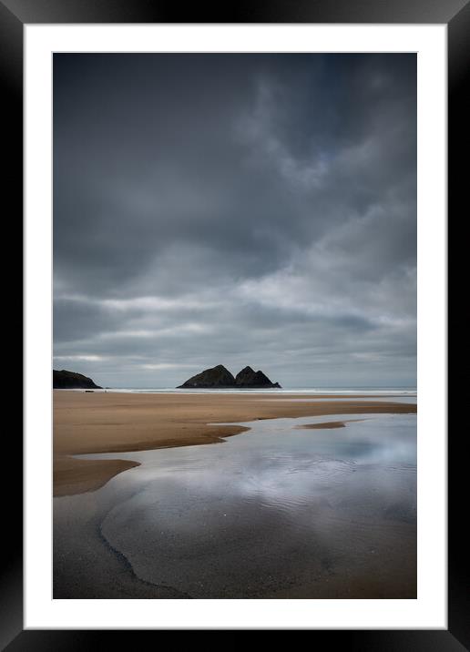 Serene Skies over Holywell Bay Framed Mounted Print by Matthew Grey