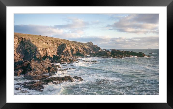 Lizard Peninsula Cliffs Framed Mounted Print by Matthew Grey