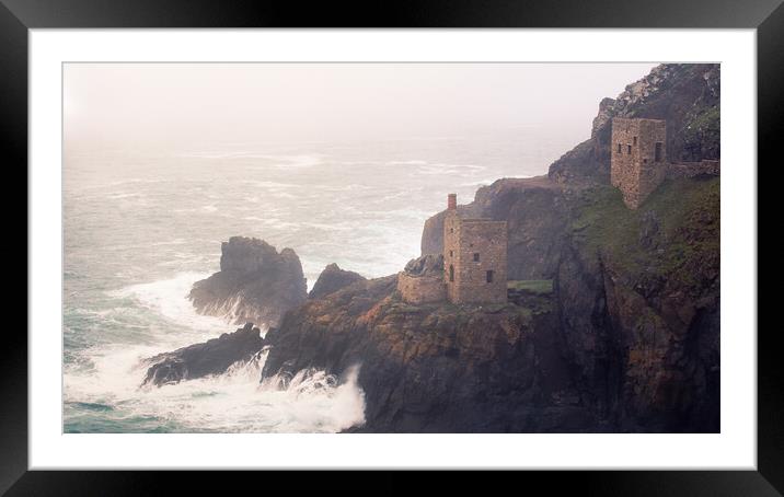 Crowns Engine Houses, Cornwall. Framed Mounted Print by Matthew Grey
