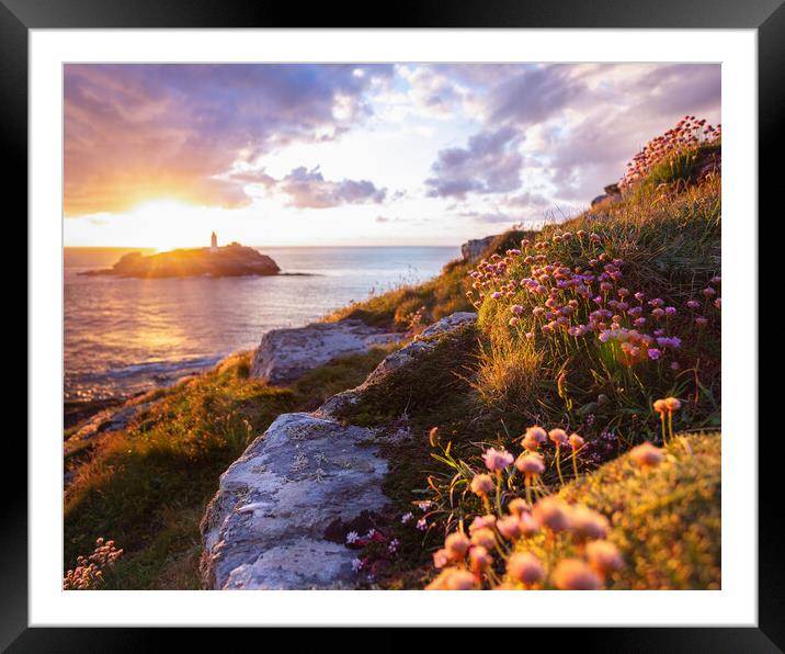 Sunset at Godrevy Framed Mounted Print by Matthew Grey