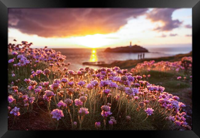 Sunset at Godrevy. Framed Print by Matthew Grey