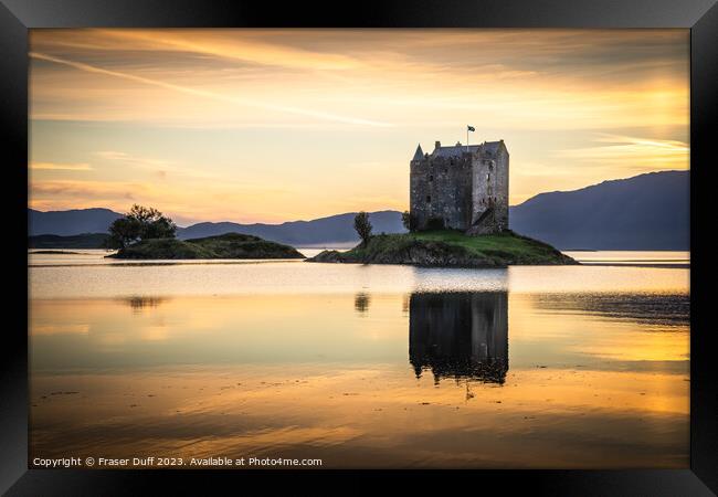 Castle Stalker at Dusk, Loch Laich Reflections Framed Print by Fraser Duff