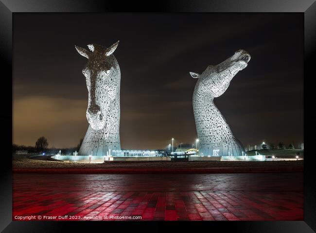 The Kelpies at Night, Falkirk, Scotland Framed Print by Fraser Duff