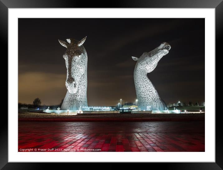 The Kelpies at Night, Falkirk, Scotland Framed Mounted Print by Fraser Duff