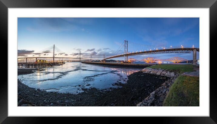 The Three Bridges from Port Edgar, South Queensferry Framed Mounted Print by Fraser Duff
