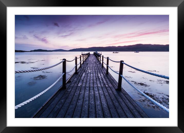 Dusk at the Pontoon, Loch na Keal, Isle of Mull Framed Mounted Print by Fraser Duff