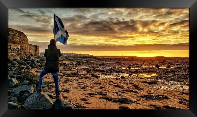 Scottish Flag at Sunrise  Framed Print by Lowercase b Studio 