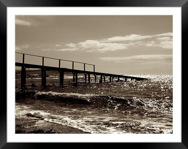 Old Pier Framed Mounted Print by Dave Menzies