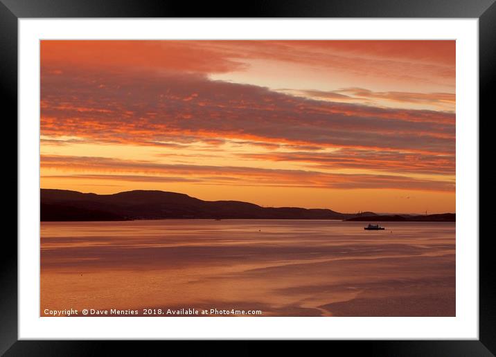 Bute Ferry at Sunset Framed Mounted Print by Dave Menzies