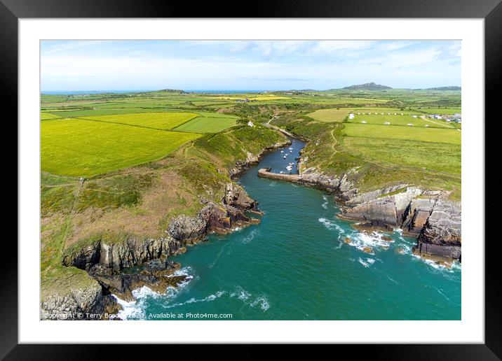 Porthclais Harbour, Aerial View Pembrokeshire, West Wales Framed Mounted Print by Terry Brooks