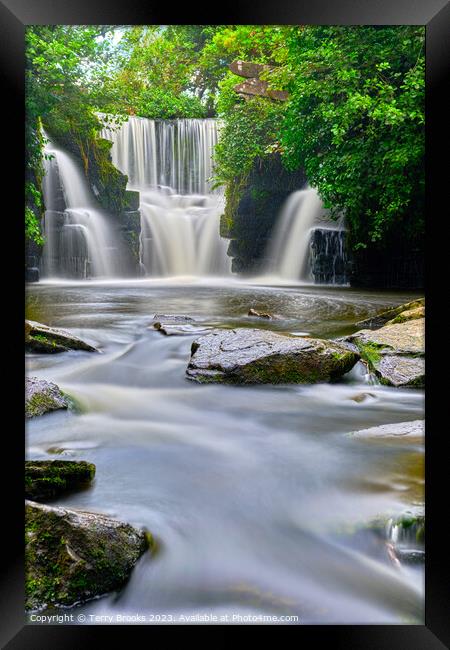 Penllergaer Waterfall Portrait format Framed Print by Terry Brooks