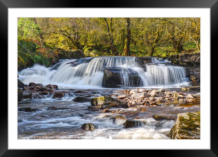 Pont Cwfedwen Waterfall Brecon Beacons Wales Framed Mounted Print by Terry Brooks