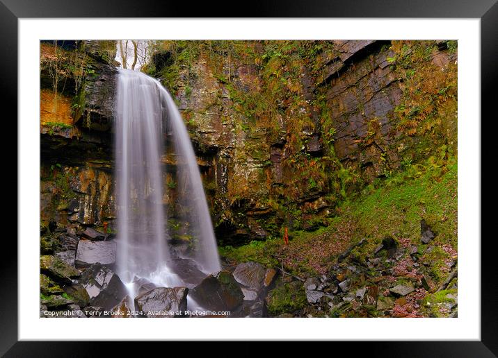 Melincourt Waterfall Neath Valley Wales Framed Mounted Print by Terry Brooks