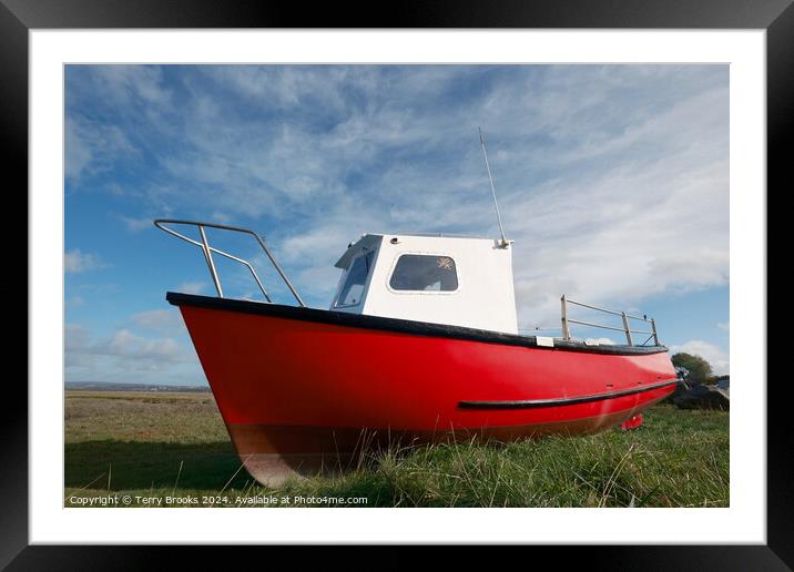 Old Red Boat Penclawdd Gower Framed Mounted Print by Terry Brooks