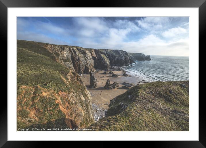 Flimston Bay Pembrokeshire Framed Mounted Print by Terry Brooks