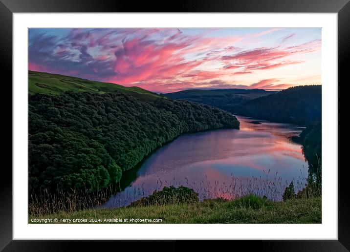 Beautiful Sunset over Llyn Brianne Reservoir Framed Mounted Print by Terry Brooks