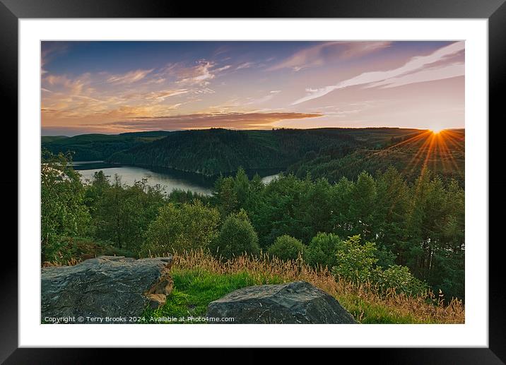 Llyn Brianne Sunset Framed Mounted Print by Terry Brooks