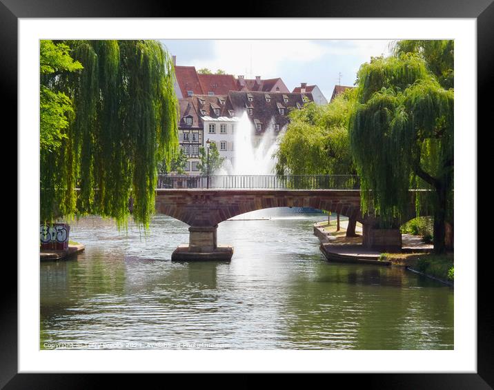 Strasbourg River, Bridge and Fountain Framed Mounted Print by Terry Brooks