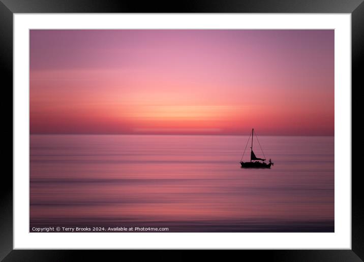 Sailboat in a Pink Sunset Abstract Motion Tenerife Framed Mounted Print by Terry Brooks