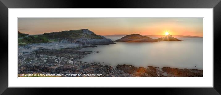 Bracelet Bay Sunset Panorama Framed Mounted Print by Terry Brooks