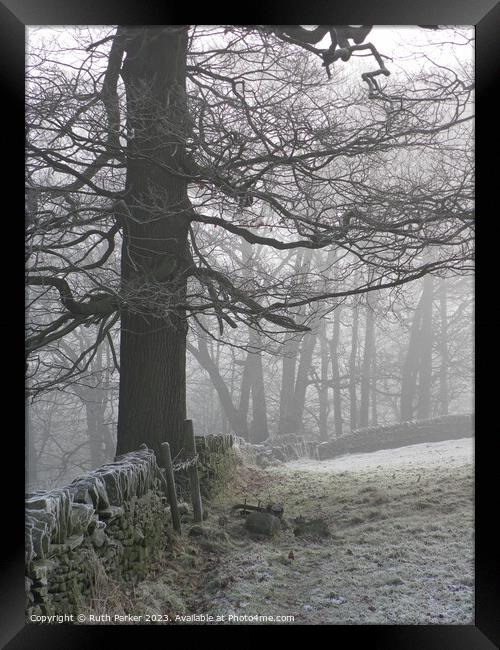 January frost in Haworth, West Yorkshire, England.  Framed Print by Ruth Parker