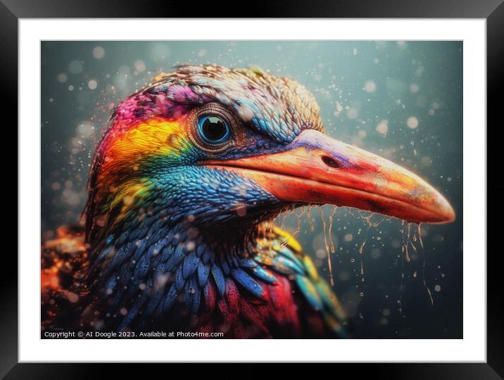 Ai Bird Portrait Framed Mounted Print by Craig Doogan Digital Art