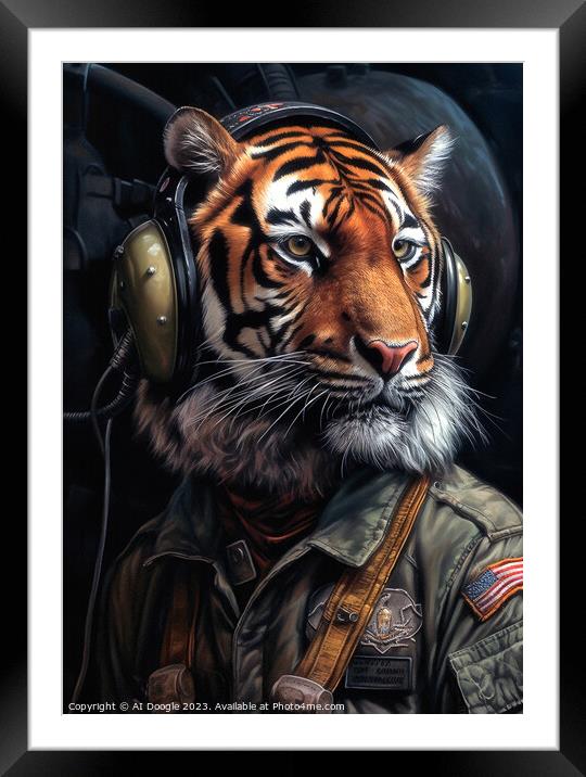 Fighter Pilot Tiger  Framed Mounted Print by Craig Doogan Digital Art