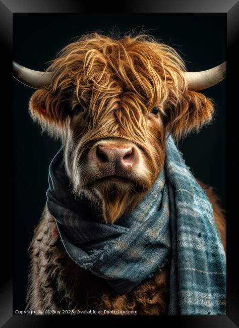 Hipster Highland Cow 9 Framed Print by Craig Doogan Digital Art