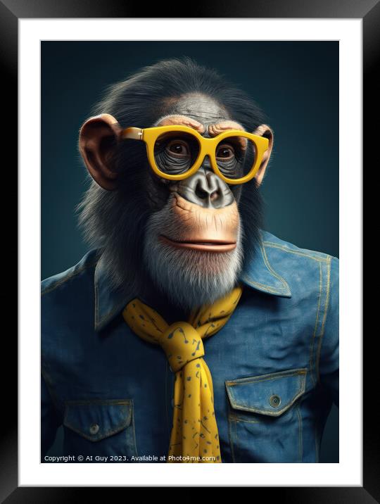 Chimpanzee Portrait Framed Mounted Print by Craig Doogan Digital Art