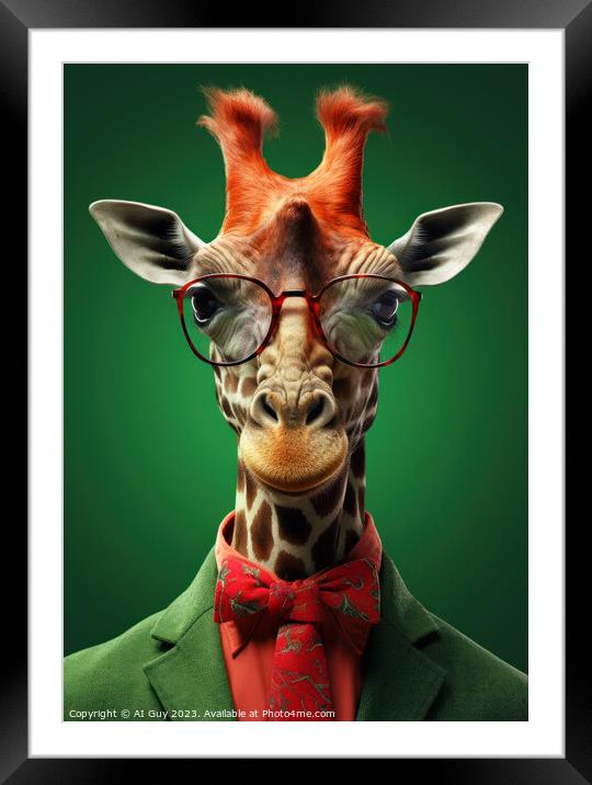 AI Business Giraffe Framed Mounted Print by Craig Doogan Digital Art