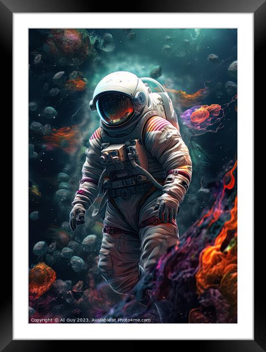 Astronaut in Space Framed Mounted Print by Craig Doogan Digital Art