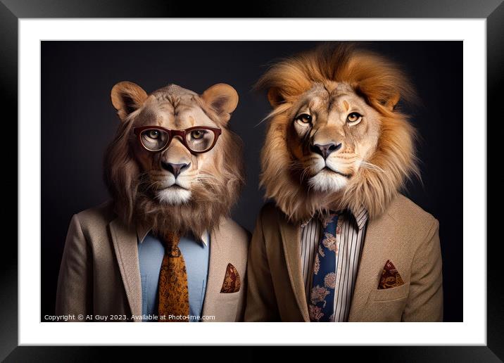 Lion Brothers Framed Mounted Print by Craig Doogan Digital Art
