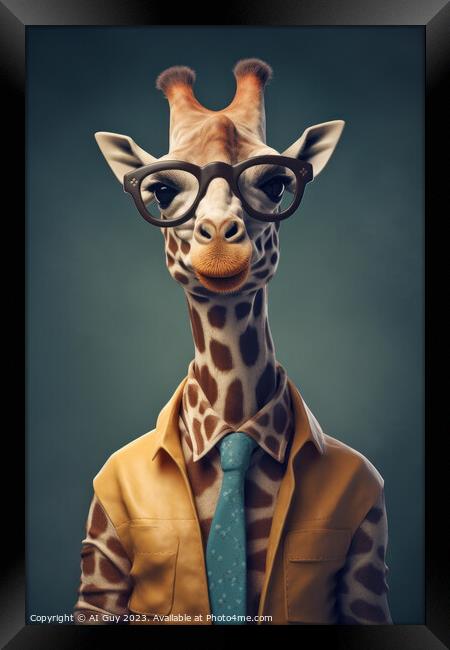 Hipster Giraffe Framed Print by Craig Doogan Digital Art