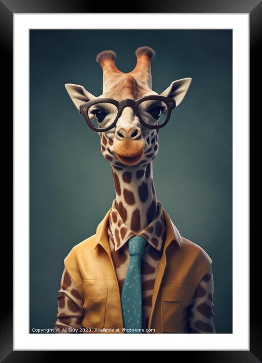 Hipster Giraffe Framed Mounted Print by Craig Doogan Digital Art