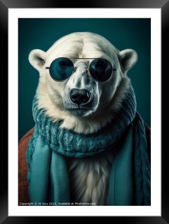Hipster Polar Bear Framed Mounted Print by Craig Doogan Digital Art